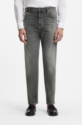Slim-fit jeans in stretch cotton blend, Grey