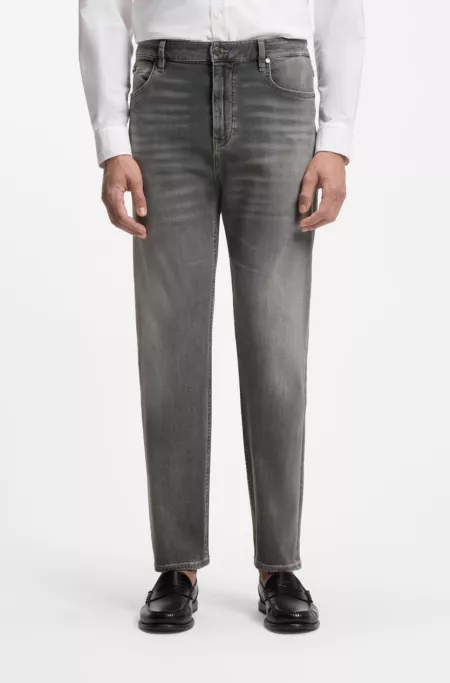 Jeans aus grauem supersoftem Stretch-Denim