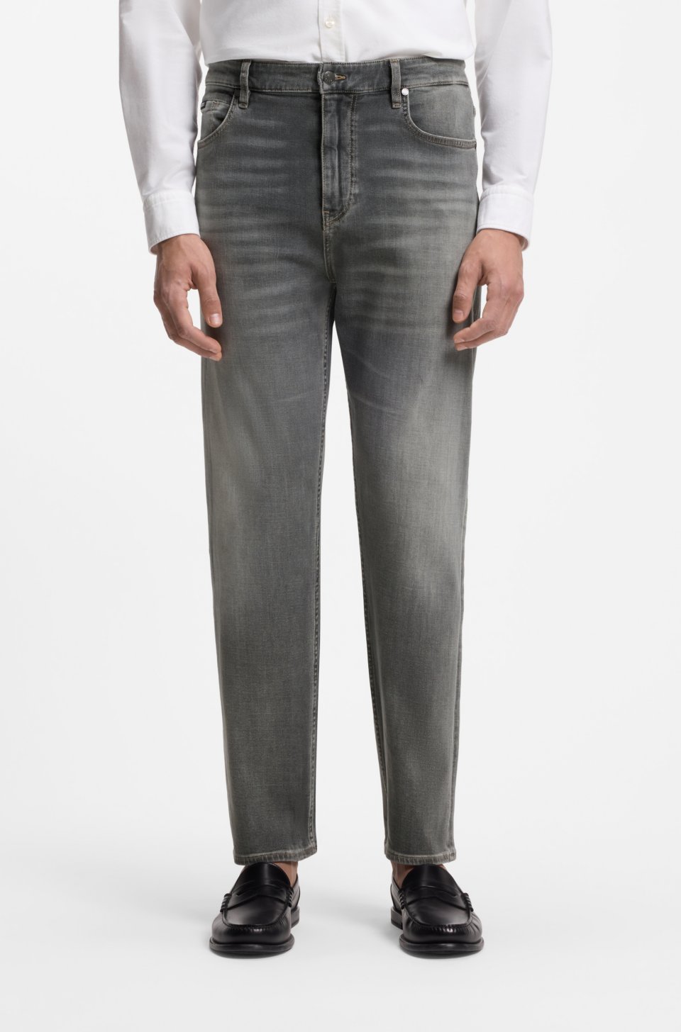 Straight-fit jeans in grey super-soft stretch denim
