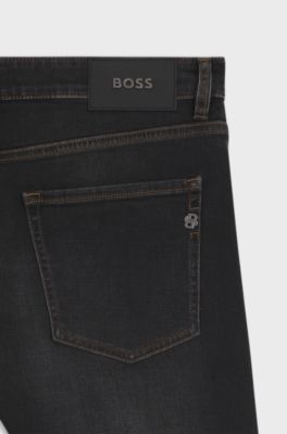 Delaware Slim-fit jeans van elastische katoenmix, Zwart