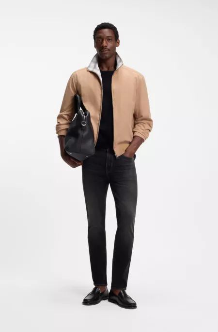 Slim-fit black jeans in stretch cotton blend