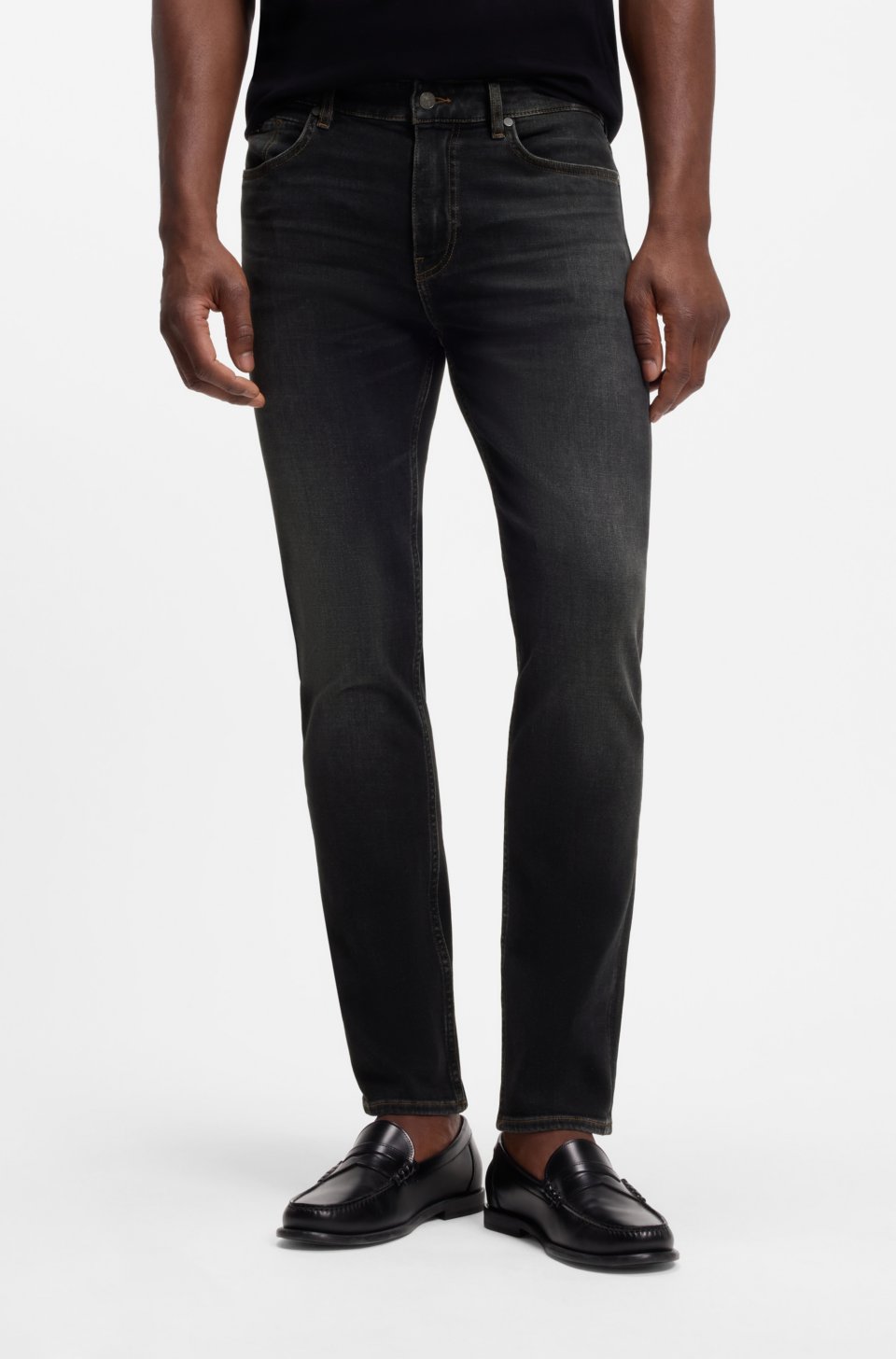 Delaware Slim-fit black jeans in stretch cotton blend