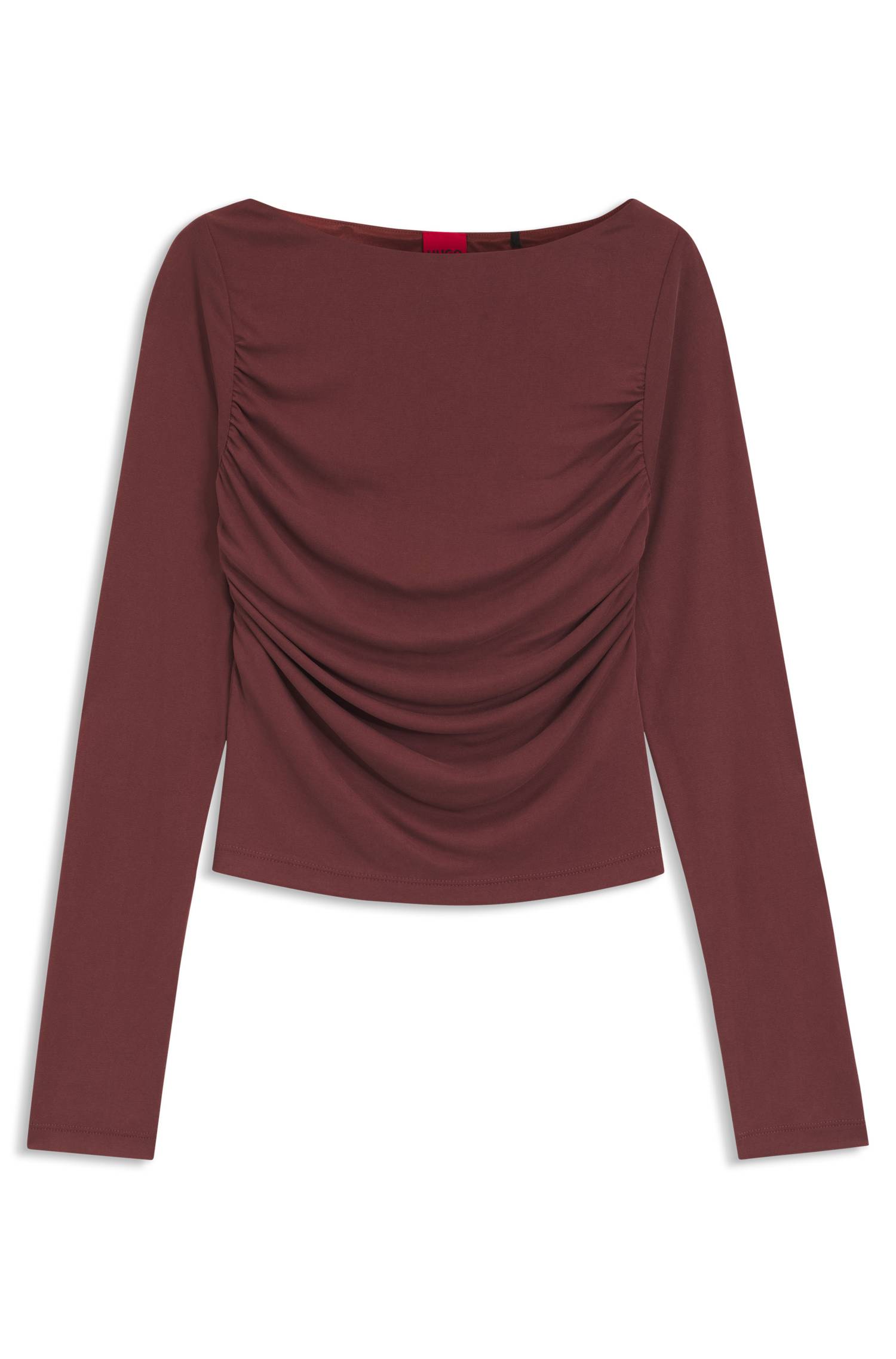 Hugo Slim-fit cupro top with modern boatneck t-shirts dam – bild 4