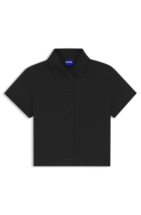 Slim-fit polo top in stretch cotton