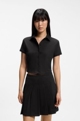 Slim-fit polo top in stretch cotton