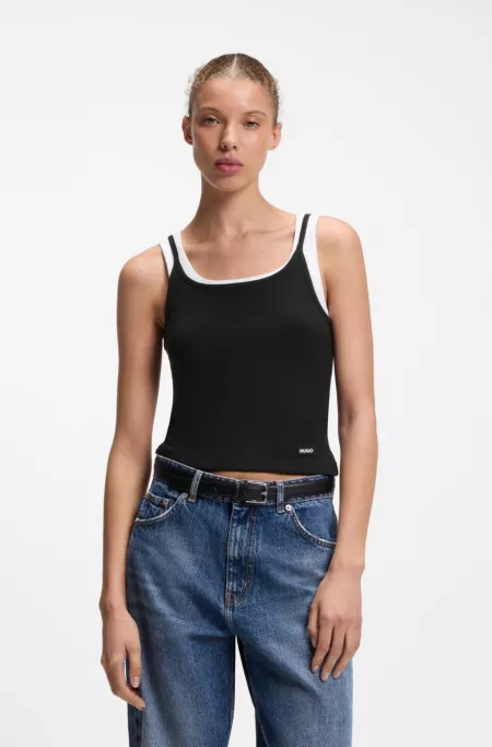 Extra-Slim-Fit Tanktop aus Baumwolle mit mehrlagigem Design