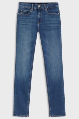 Relaxed-fit jeans with balloon leg and front slits, Blue