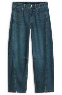 Relaxed-Fit Jeans mit Ballon-Bein und Schlitzen an der Vorderseite, Blau