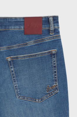 Relaxed-fit jeans with balloon leg and front slits, Blue