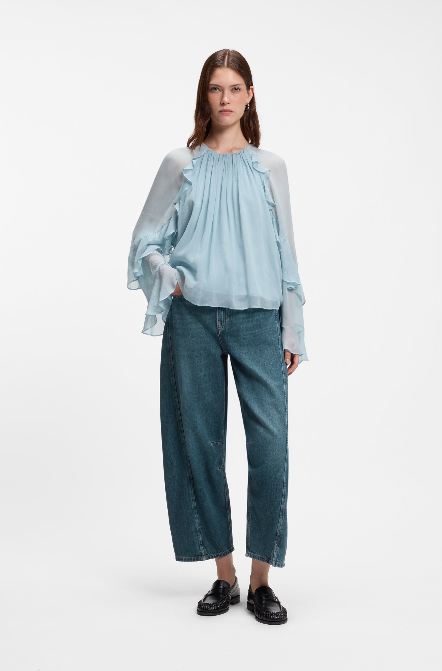 Boss Relaxed-fit jeans with balloon leg and front slits dam – bild 2