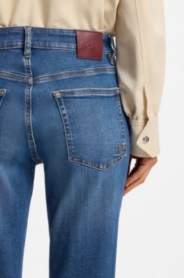 Relaxed-fit jeans with balloon leg and front slits, Blue