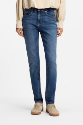 Relaxed-fit jeans with balloon leg and front slits, Blue