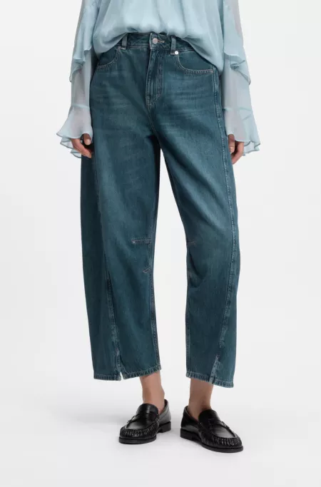 Relaxed-fit jeans with balloon leg and front slits