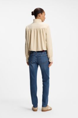 Relaxed-fit jeans with balloon leg and front slits, Blue