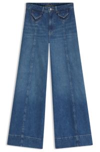 Wide-leg high-rise jeans in vintage-wash denim, Dark Blue
