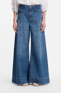 Jeans mit weitem Beinverlauf und hohem Bund in Vintage-Waschung, Blau