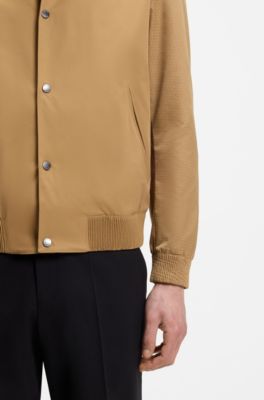 Water-repellent jacket with monogram-pattern sleeves, Beige