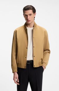 Water-repellent jacket with monogram-pattern sleeves, Beige