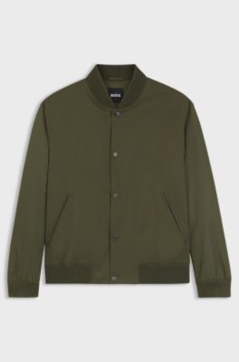 Water-repellent jacket with monogram-pattern sleeves, Dark Green