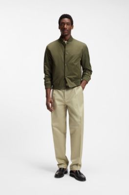 Water-repellent jacket with monogram-pattern sleeves, Dark Green