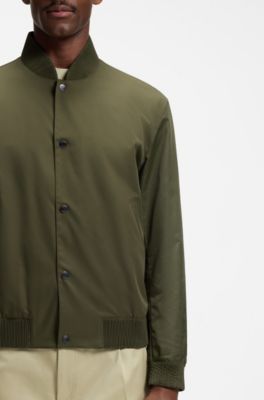 Water-repellent jacket with monogram-pattern sleeves, Dark Green