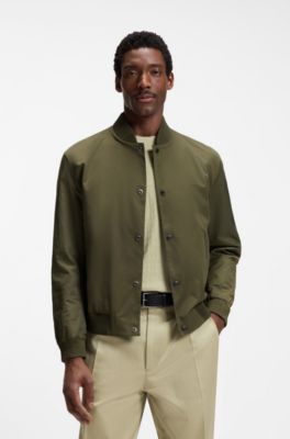 Water-repellent jacket with monogram-pattern sleeves, Dark Green