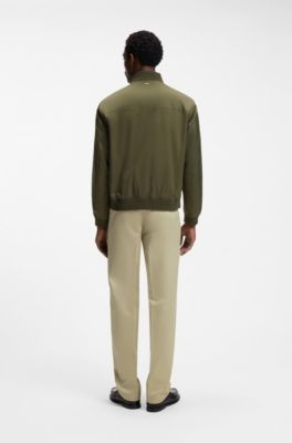 Water-repellent jacket with monogram-pattern sleeves, Dark Green