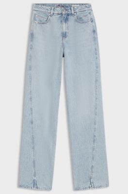 High-rise wide-leg jeans, Light Blue