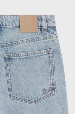 High-rise wide-leg jeans, Light Blue