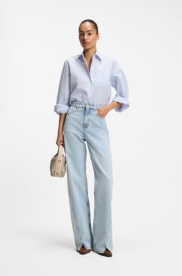 High-rise wide-leg jeans, Light Blue