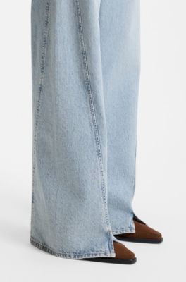 Jeans met hoge taille en wijde pijpen, Lichtblauw