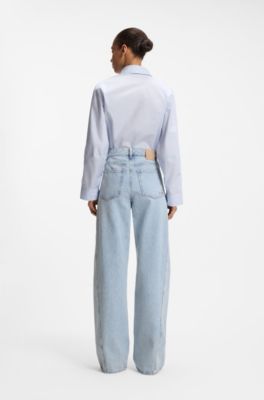 High-rise wide-leg jeans, Light Blue