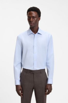 BOSS BY BECKHAM slim-fit shirt in cotton, Light Blue