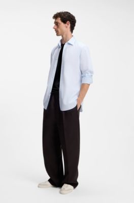 BOSS BY BECKHAM slim-fit shirt in cotton, Light Blue