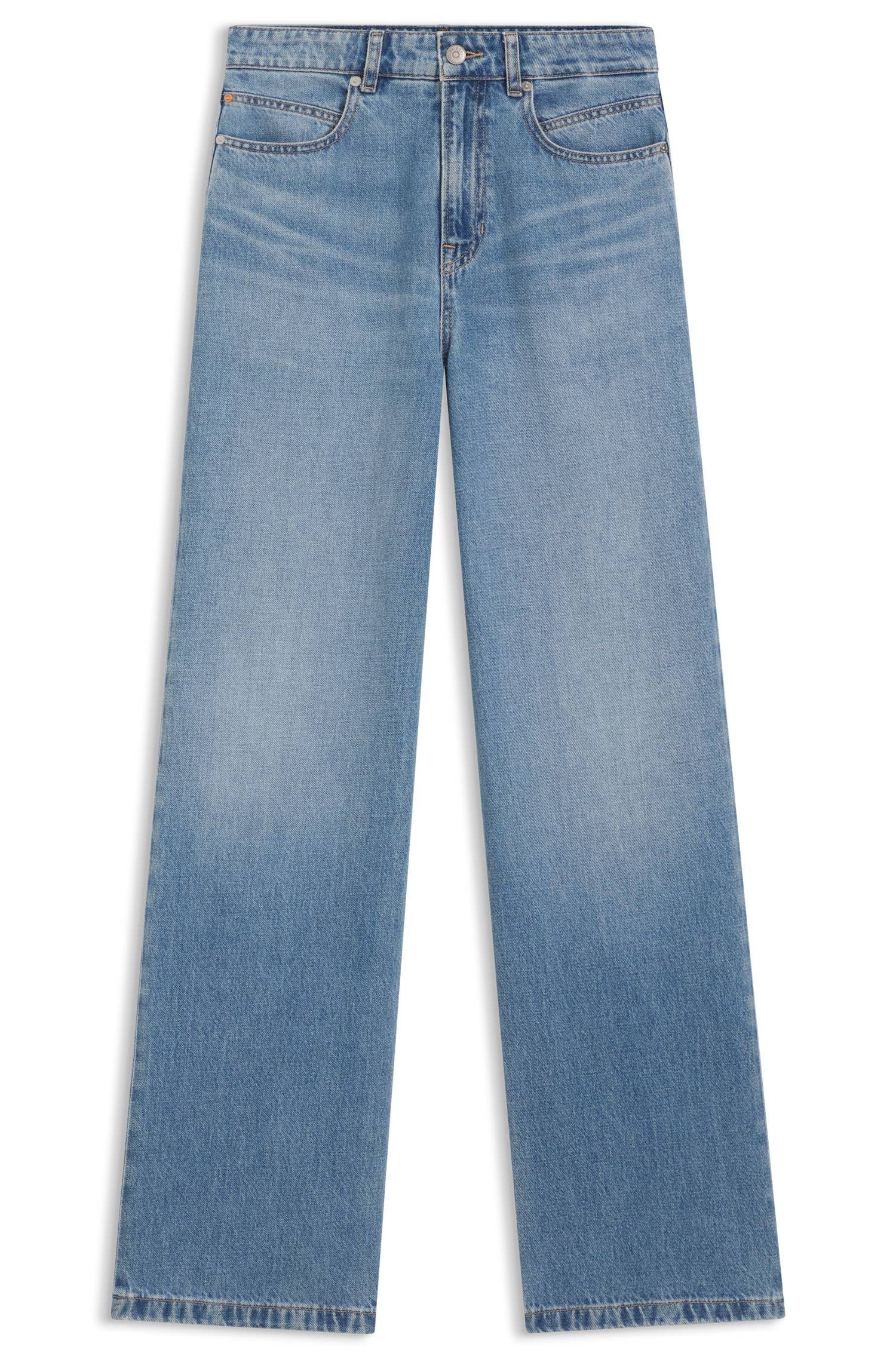 Boss High-waisted regular-fit jeans in cross-hatch denim dam – bild 4