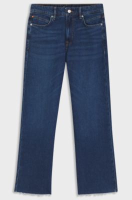 Flared-fit jeans in dark-blue stretch denim, Dark Blue