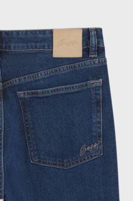 Flared-fit jeans in dark-blue stretch denim, Dark Blue
