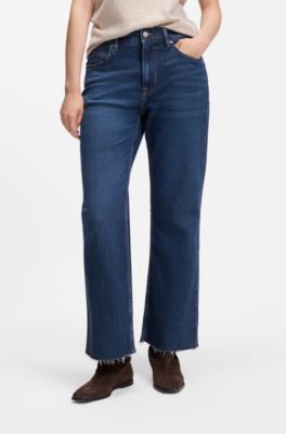 Flared-fit jeans in dark-blue stretch denim, Dark Blue