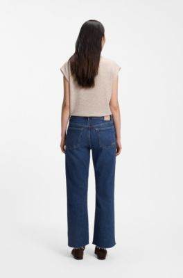 Flared-fit jeans in dark-blue stretch denim, Dark Blue