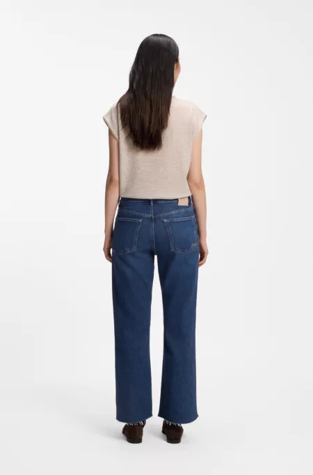 Jean évasé en denim stretch bleu foncé