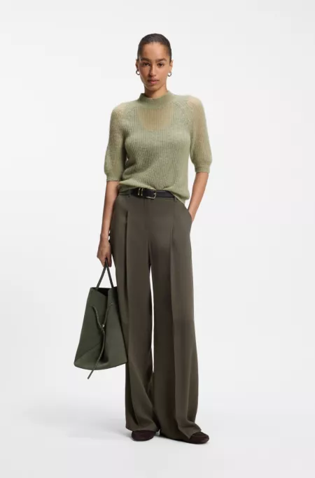 Knitted sweater in a ribbed alpaca blend