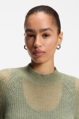 Maglione lavorato in misto alpaca a coste, Calce