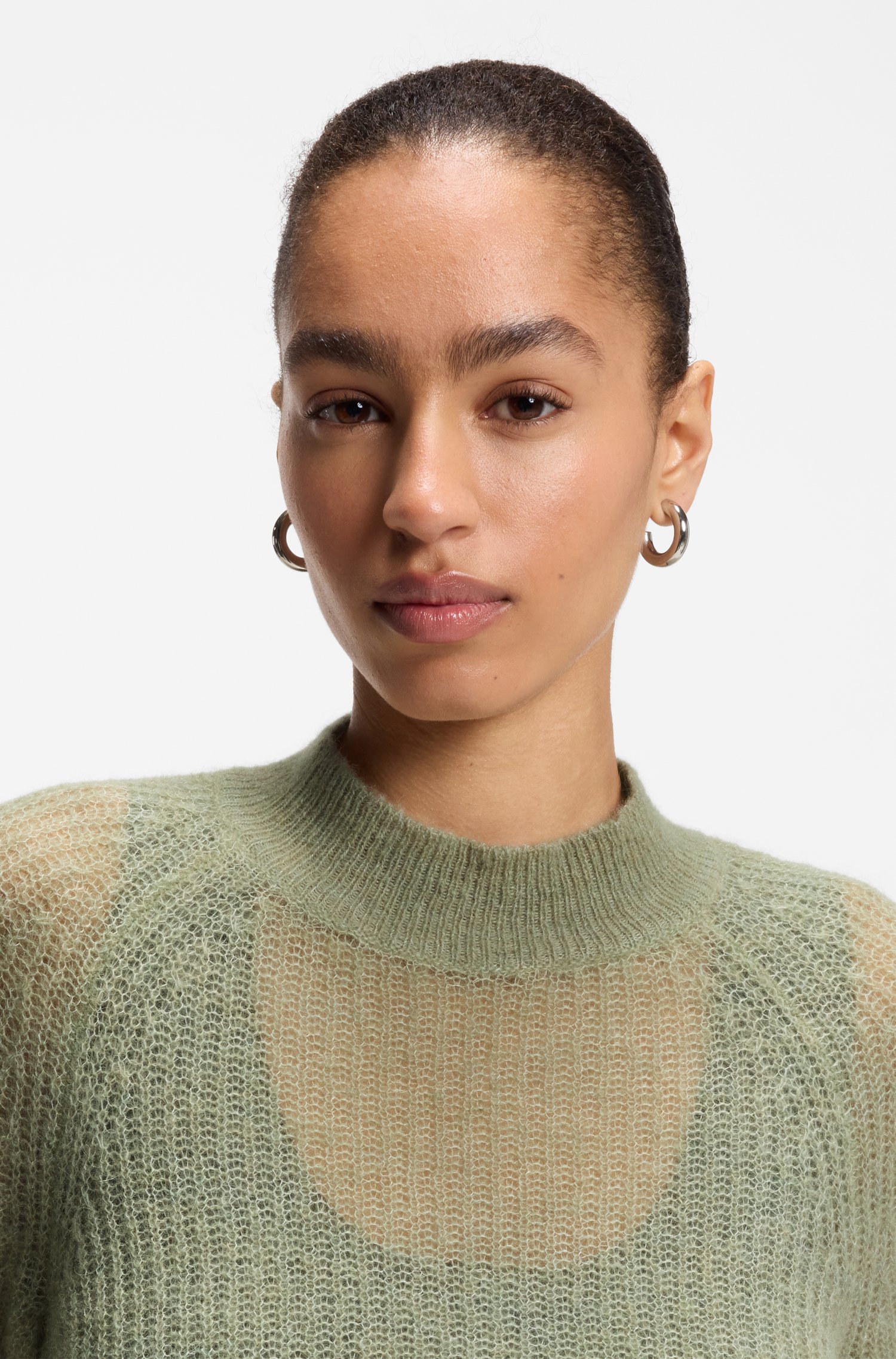 Boss Knitted sweater in a ribbed alpaca blend stickade tröjor dam – bild 3