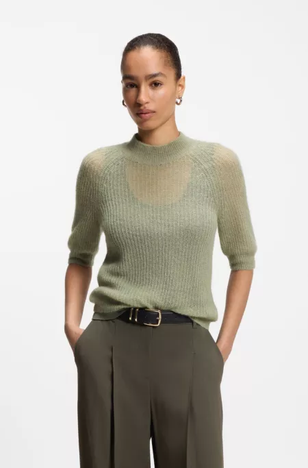 Knitted sweater in a ribbed alpaca blend
