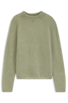 Alpaca-blend sweater with mock neckline, Green