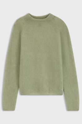 Alpaca-blend sweater with mock neckline, Green