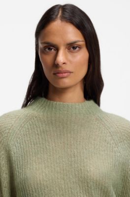 Alpaca-blend sweater with mock neckline, Green