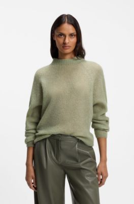 Maglione con collo a lupetto in misto alpaca, Verde