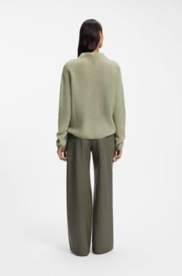 Alpaca-blend sweater with mock neckline, Green