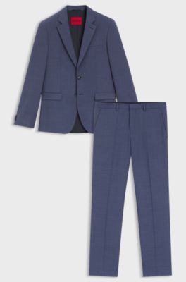 Two-piece wool-blend extra-slim-fit suit, Dark Blue